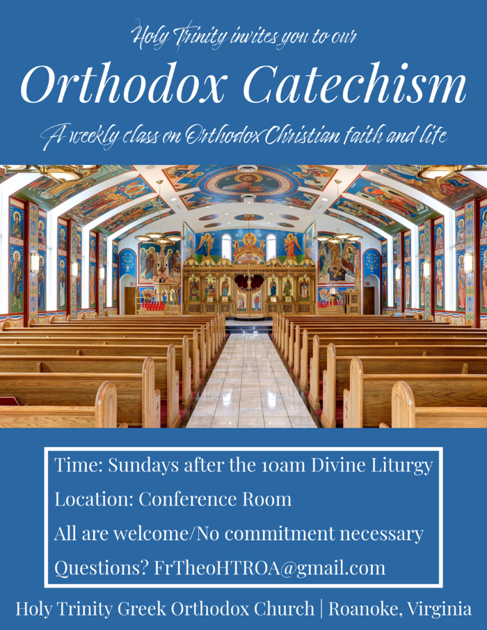 Join Father Theodore after Divine Liturgy for our catechism class in the conference room.
