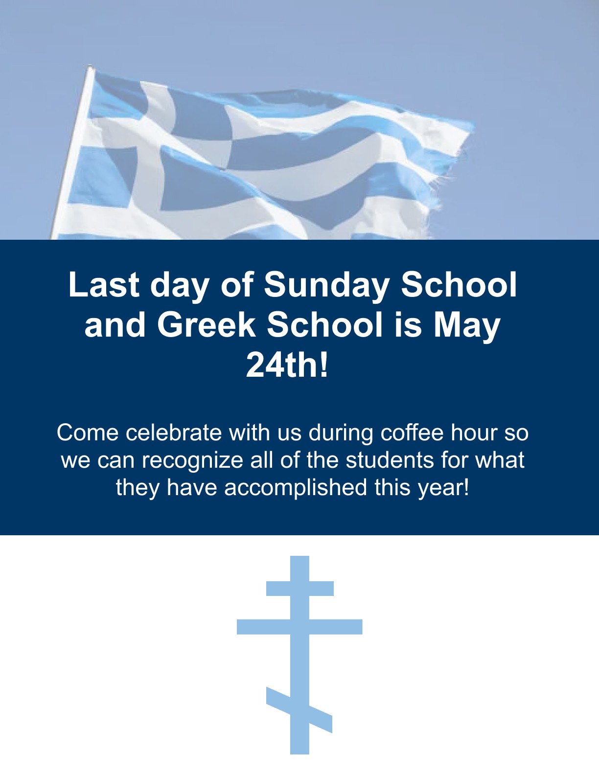 The last day of Sunday School for the 2025-2026 academic year is May 24th. Celebrate with us after Liturgy!