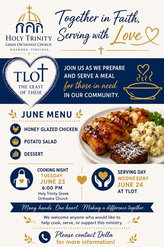 Cooking for TLOT will be on June 23rd at 6:00pm